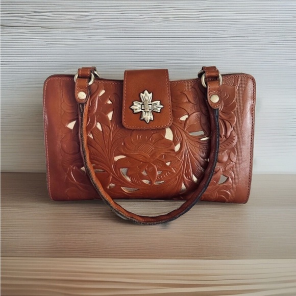 Patricia Nash Rosina Cut Out Tooled Leather Handbag EUC - Picture 11 of 11